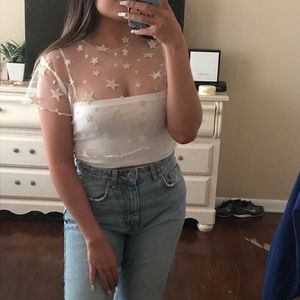 white star mesh top
